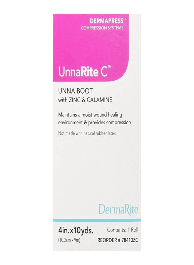 DermaRite's UnnaRite C Unna Boot, with Zinc Oxide and Calamine - Gentle Compression for Venous Leg Ulcers - 4 in. x 10 Yards, 1 Roll - Image 1